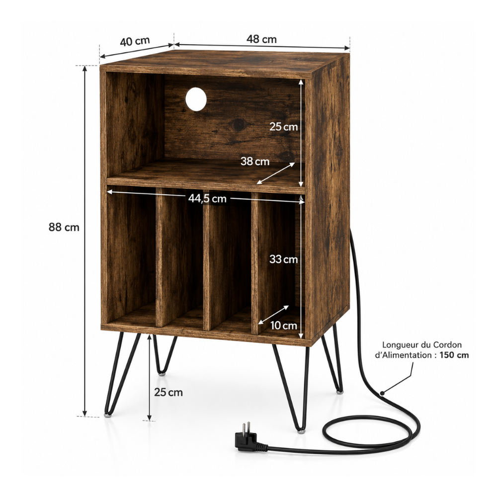 Meuble platine vinyle avec charge | Le Comptoir du Mélomane