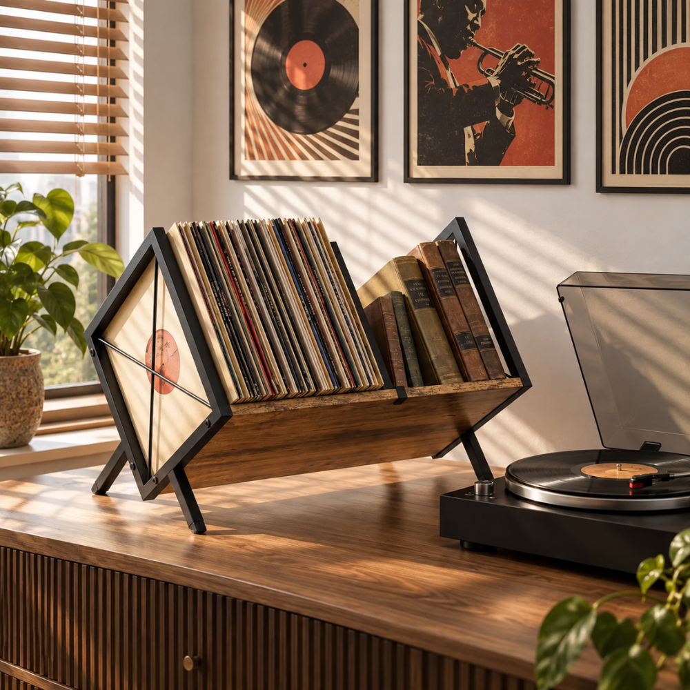 Support de rangement vinyles en bois | Le Chevalet à Disques