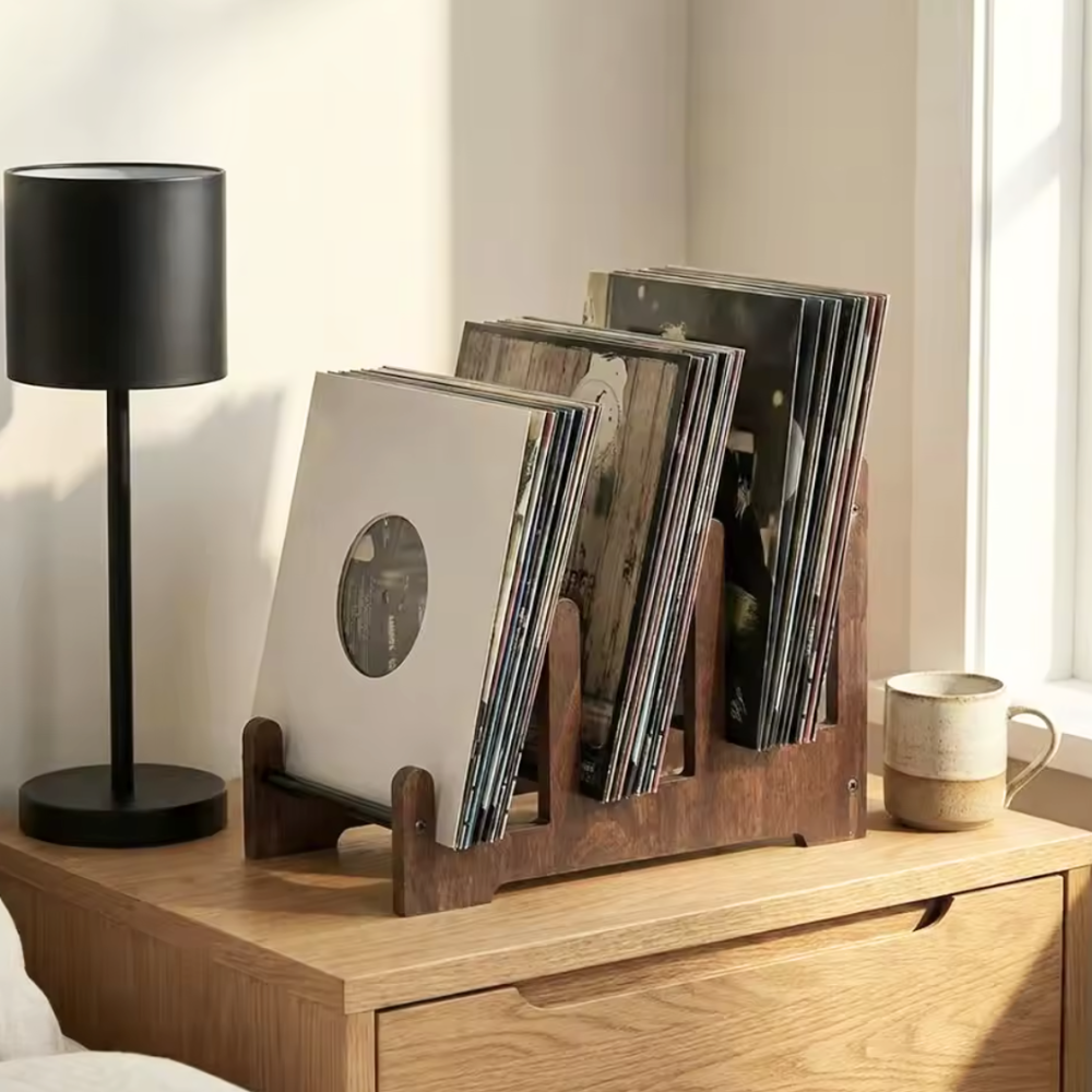Support de rangement vinyle compact en bois | Le Sillon