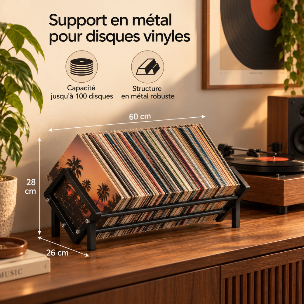 Support de rangement vinyles en métal | Le Petit Curateur