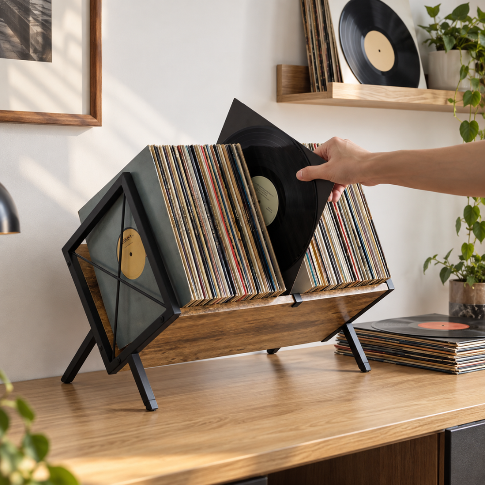 Support de rangement vinyles en bois | Le Chevalet à Disques