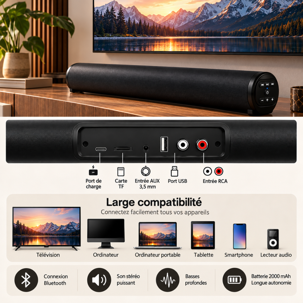 Barre de son Bluetooth pour platine vinyle | Le Ménestrel