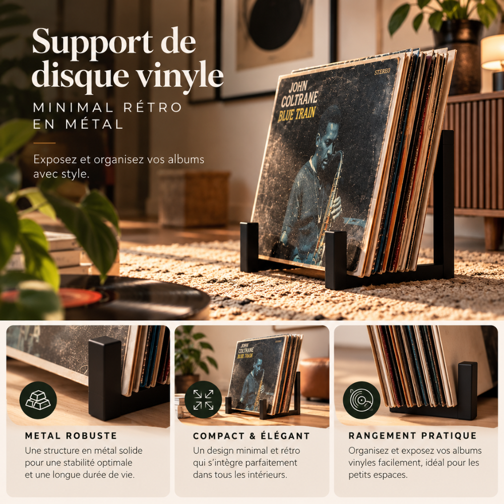 Support vinyle en métal | Le Présentoir du Curieux